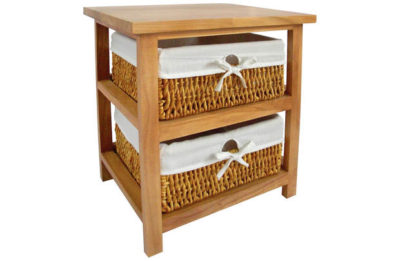 Wood Storage Unit with Two Maize Baskets